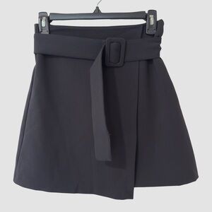 Jason Wu Black Short Belted Faux Wrap A-Line Skirt XS